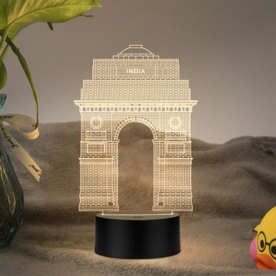 India gate 3D Acrylic Night lamp for Home Decor Light and Gifts Warm White Light